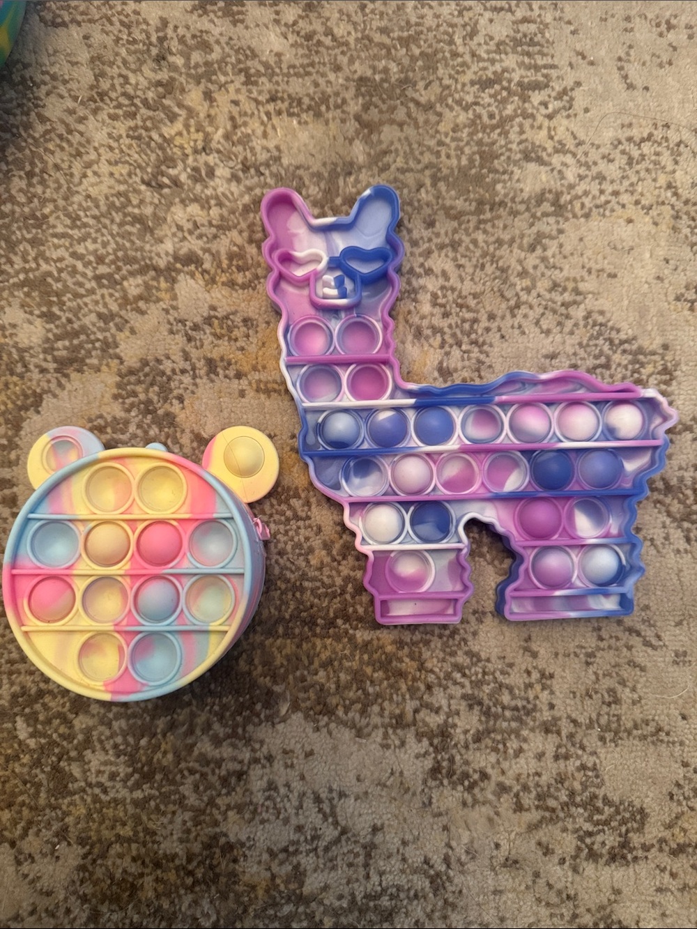 Tie-Dye Llama & Bear Pop It Sensory purse Fidget Toys - Colorful